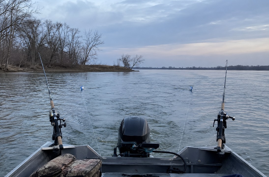 Spring walleye trolling near a Bay of Quinte river mouth