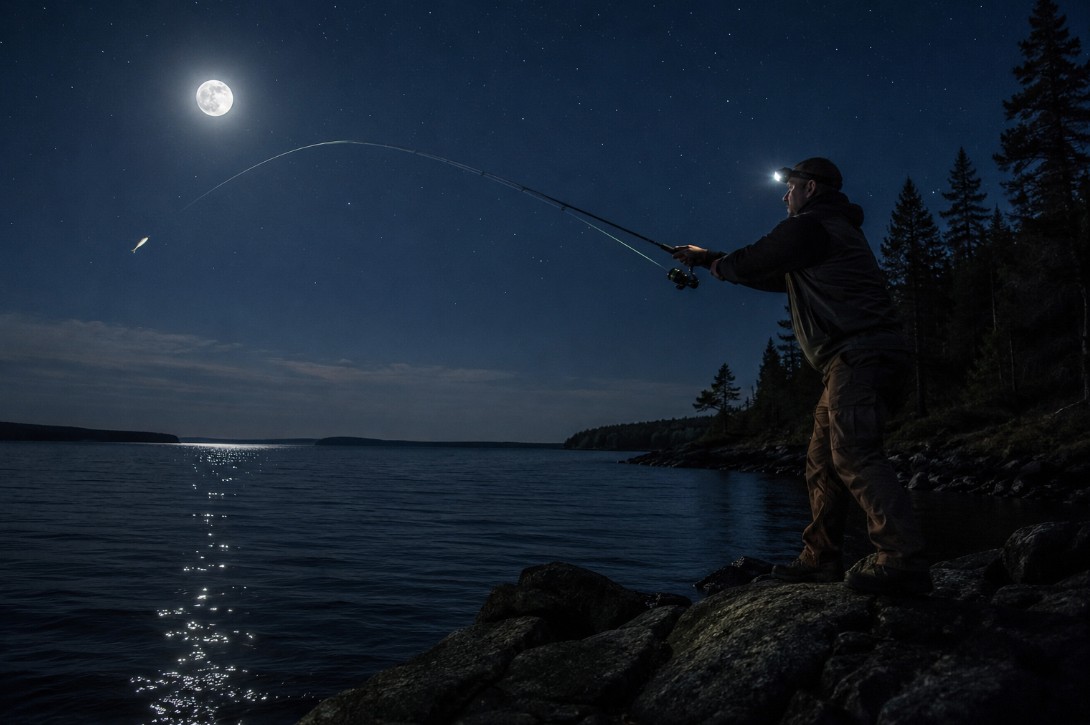 Night casting for walleye from a Bay of Quinte shoreline
